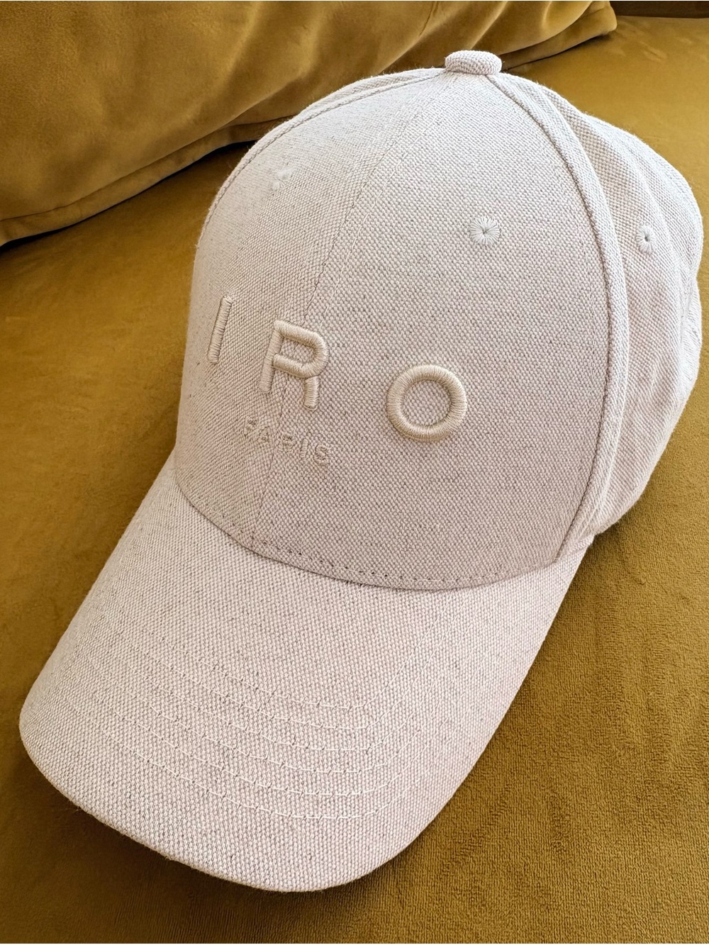 IRO Paris Linen Blend Logo Baseball Cap Beige Cream Adjustable Designer Hat